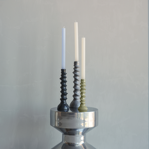 Set of 3 - Bexi candle holder metal grey/green, room setting