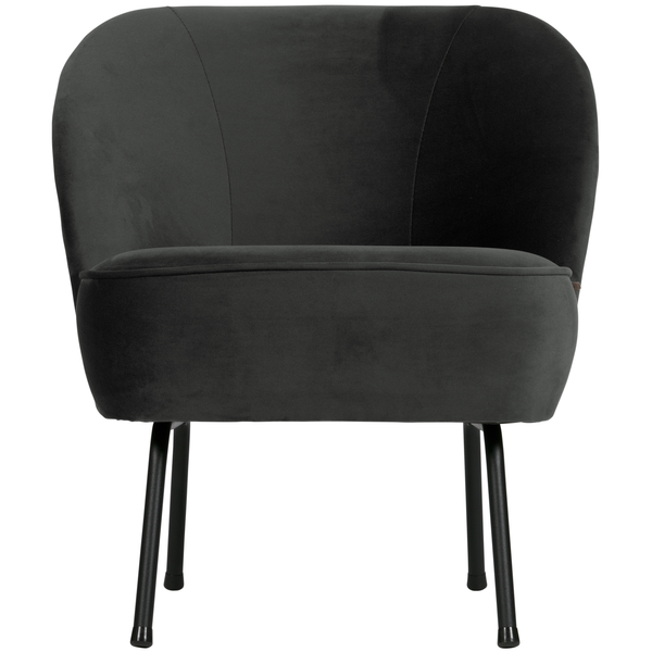Vogue fauteuil velours noir, vue de face
