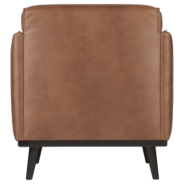 Statement arm chair eco cuir cognac, vue de dos
