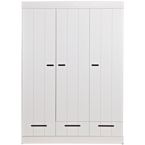 Connect armoire 3 portes + tiroirs blanc, vue de face