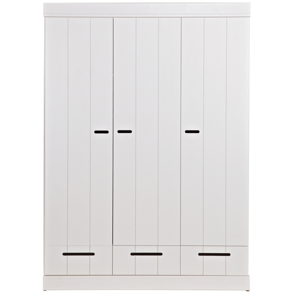 Connect armoire 3 portes + tiroirs blanc, vue de face