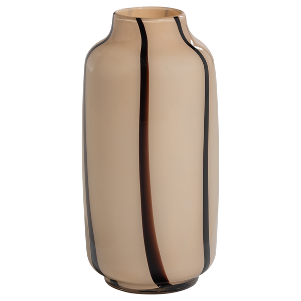 Selena vase glass natural with stripe brown, front view