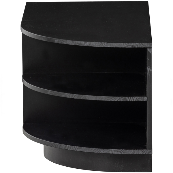 Finca meuble tv rond droite 78 cm bois profond noir, côté gauche