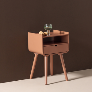 Nils nightstand/side table wood old pink, room setting