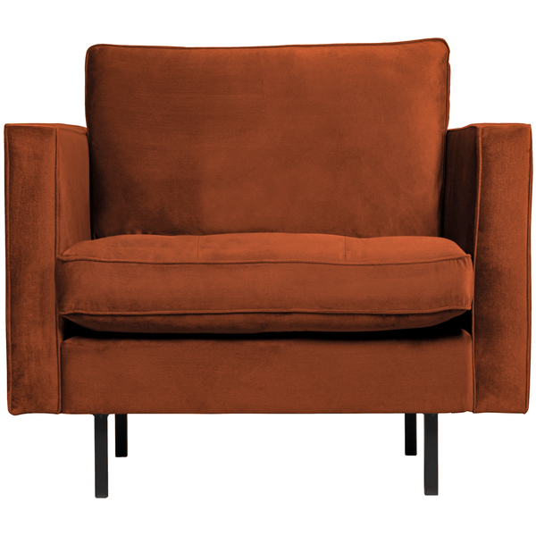Rodeo classic armchair velvet rust, front view