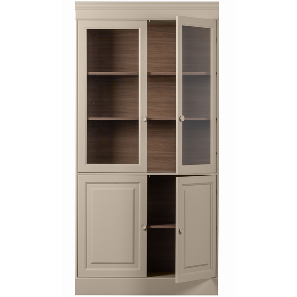 Chow 4-porte vitrine en pin finition dakargrau, vue de face