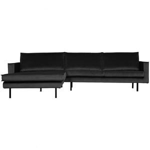 Rodeo chaise longue links velvet antraciet, vooraanzicht