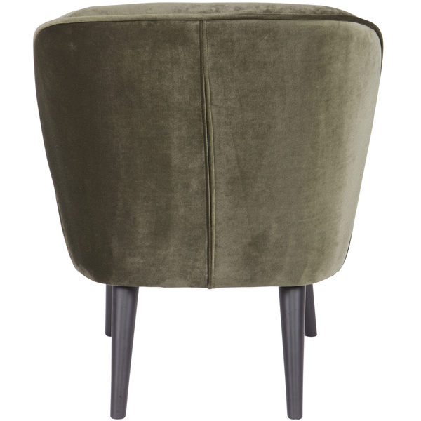 Sara armchair velvet warm green, back view