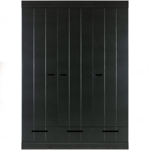 Connect armoire 3 portes + tiroirs noir, vue de face