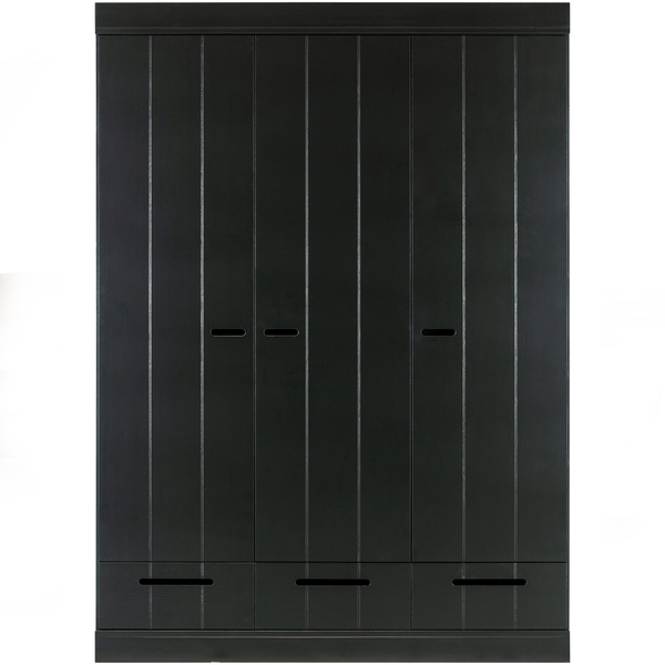 Connect armoire 3 portes + tiroirs noir, vue de face