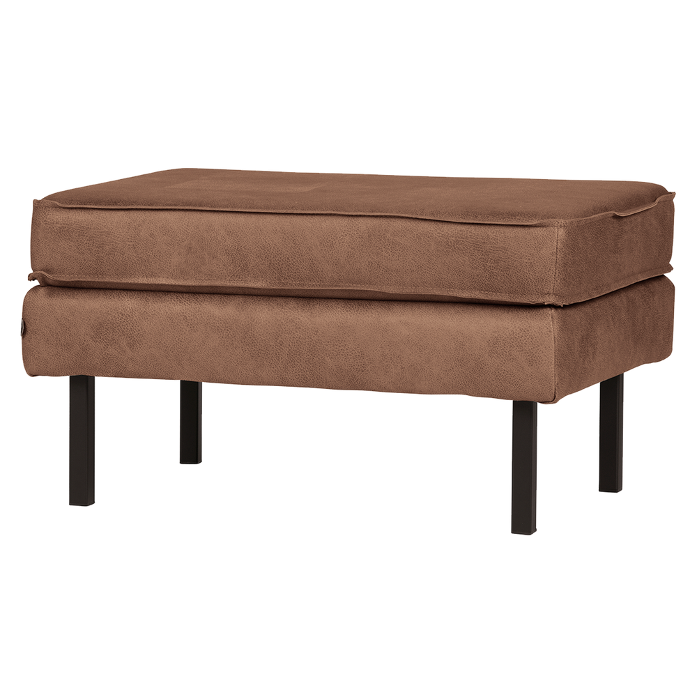 Rodeo tabouret sur jambes eco cuir cognac, vue de face