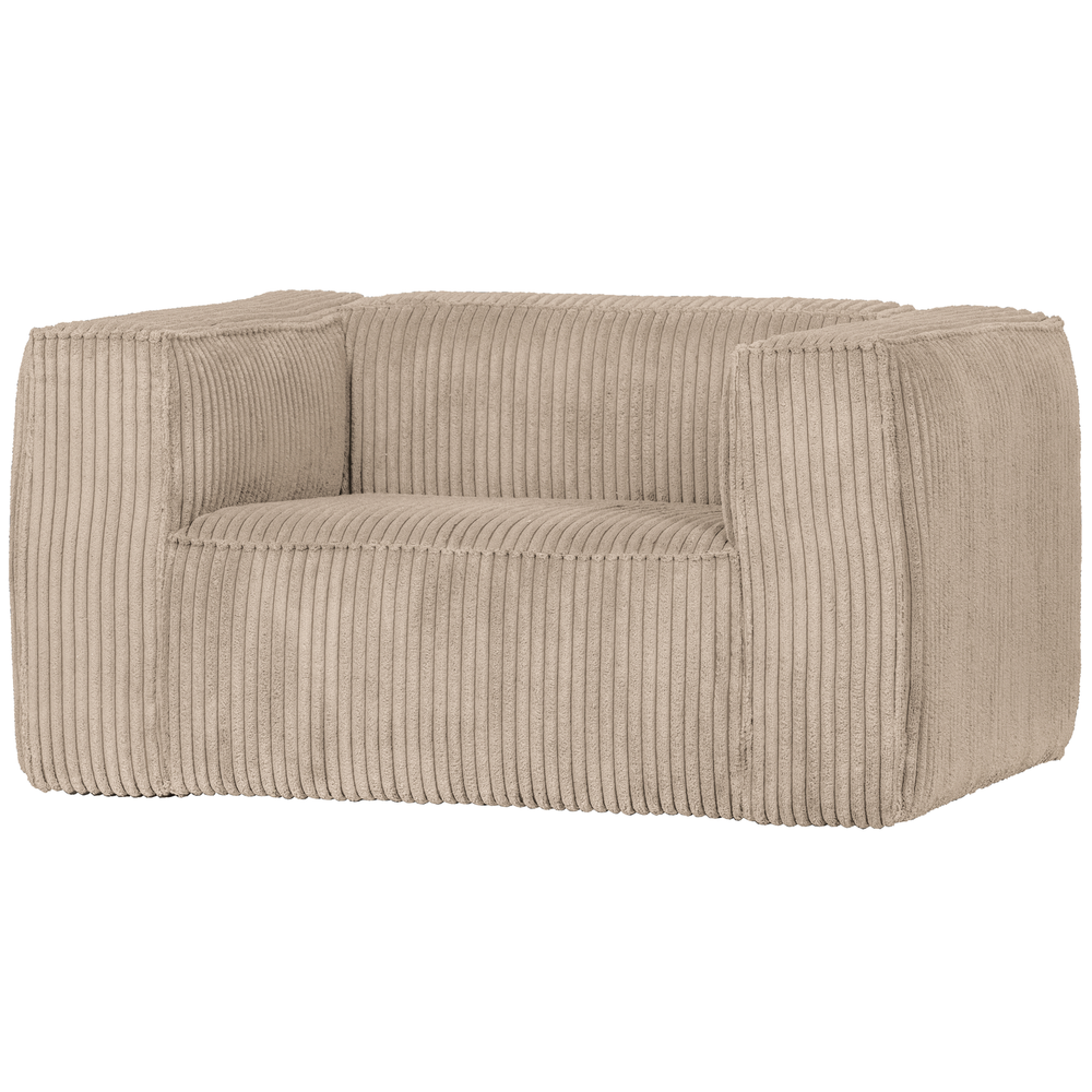 Bean fauteuil ribstof travertin, vooraanzicht