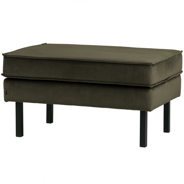 Rodeo hocker on legs velvet dark green, front view