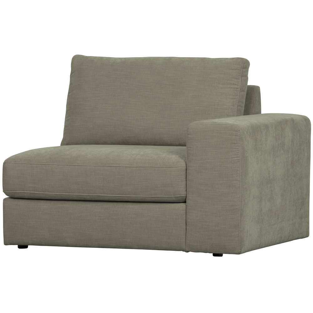 Family 1-seater element arm right warm grey, angled front view