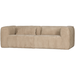 Bean 3,5-seater sofa rib fabric travertin, front view