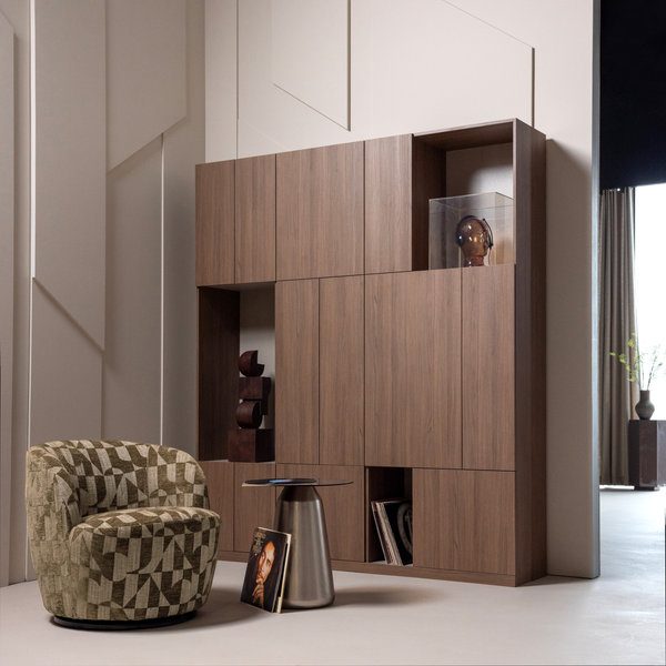 Build storage cabinet 80 cm oak veneer brown, room setting