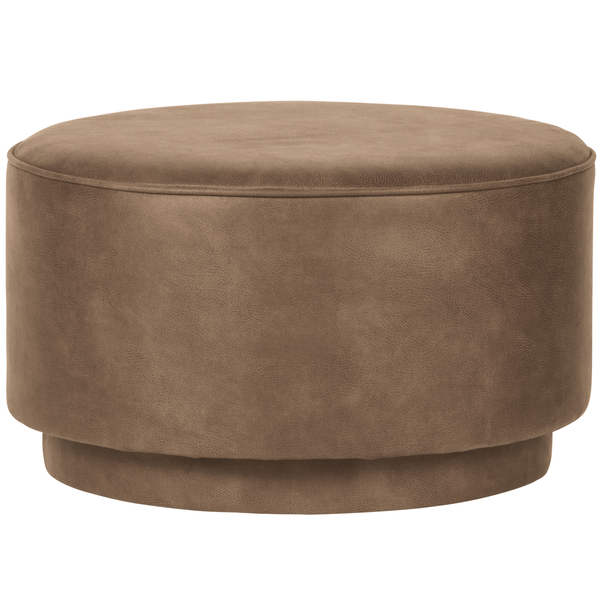 Coffee pouf leather look cognac, front view