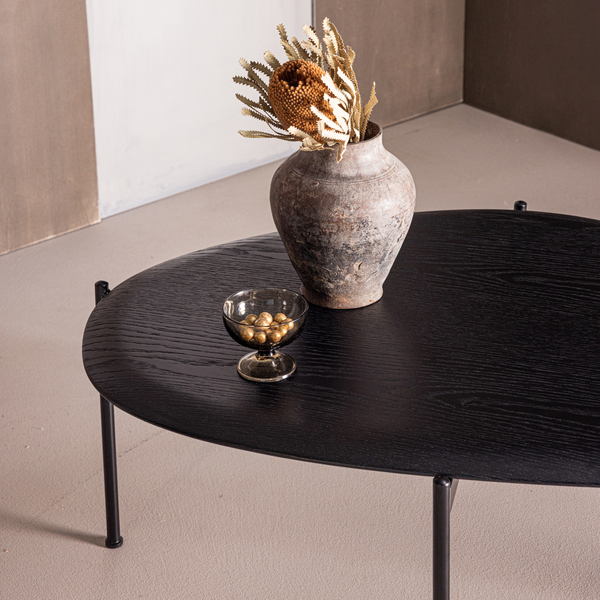 Kota table basse 36x92x68 cm mdf/plaqué noir, photo d'ambiance