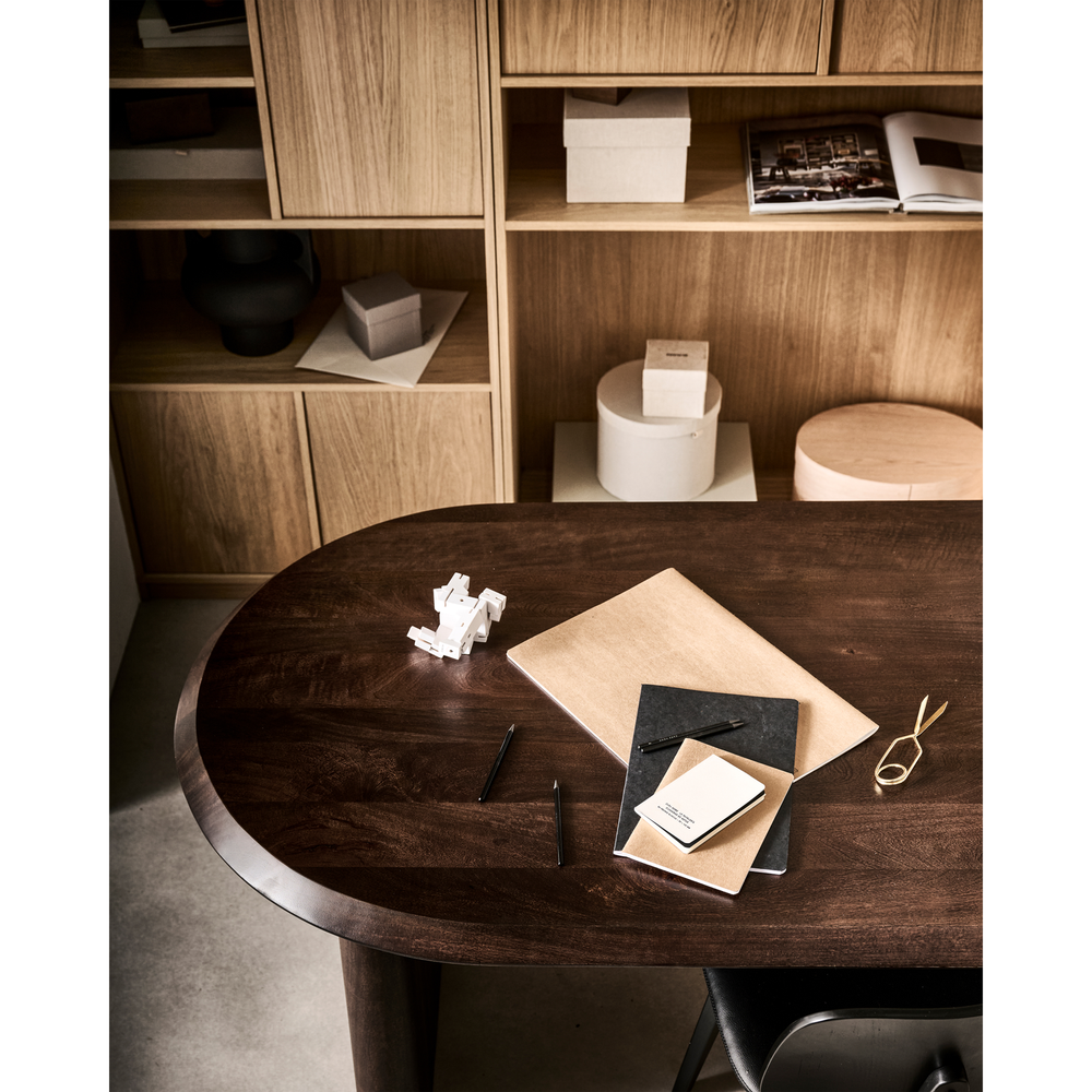 Ellips eetkamertafel mango hout walnoot 90x180 cm, sfeerfoto