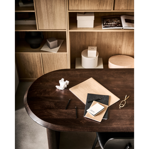 Ellips eetkamertafel mango hout walnoot 90x180 cm, sfeerfoto