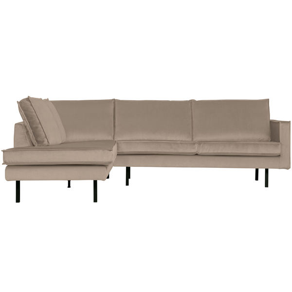 Rodeo corner sofa left velvet khaki, front view