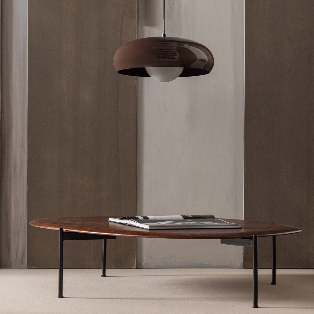 Tivo hanglamp rond metaal hoogglans bruin, sfeerfoto