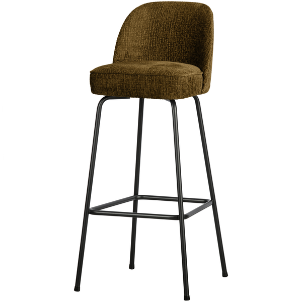 Vogue barstoel 80 cm structure velvet brass, schuin vooraanzicht