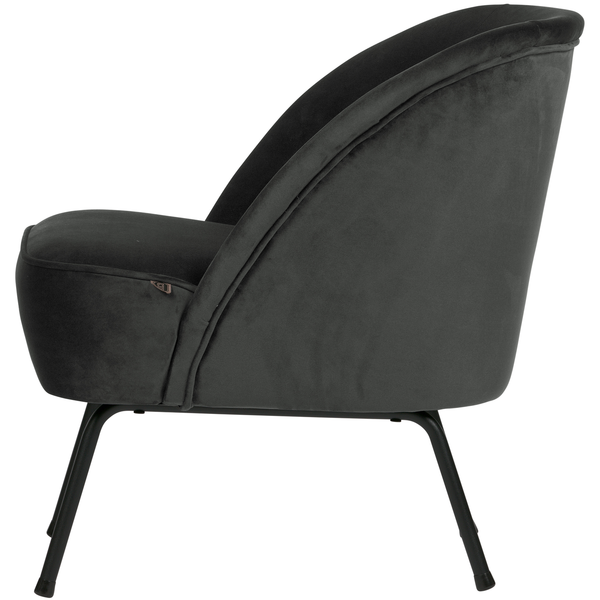 Vogue fauteuil velours noir, vue de face