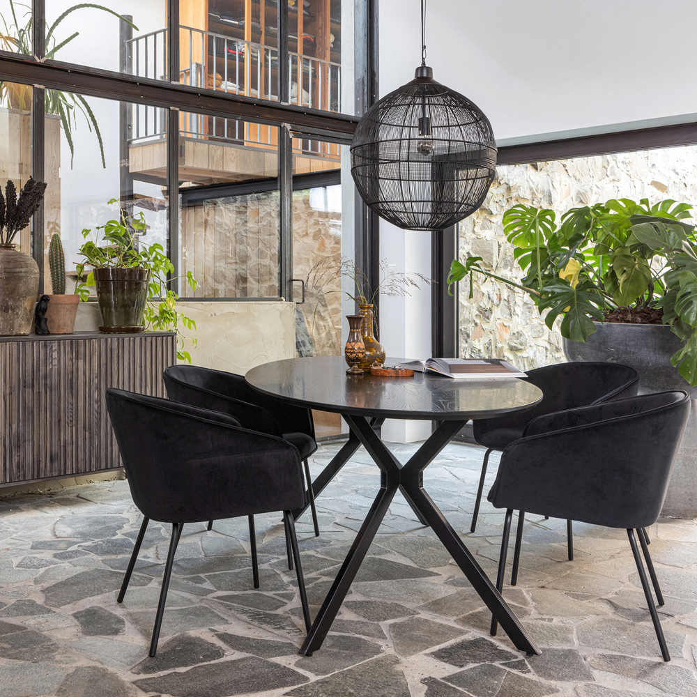 Bruno eettafel ovaal mdf zwart 220x100 cm, sfeerfoto
