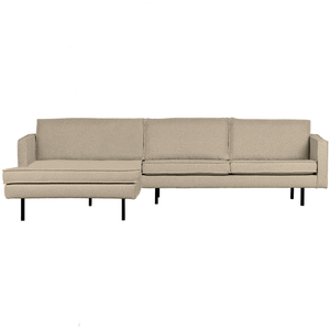 Rodeo chaise longue a gauche bouclé beige, vue de face