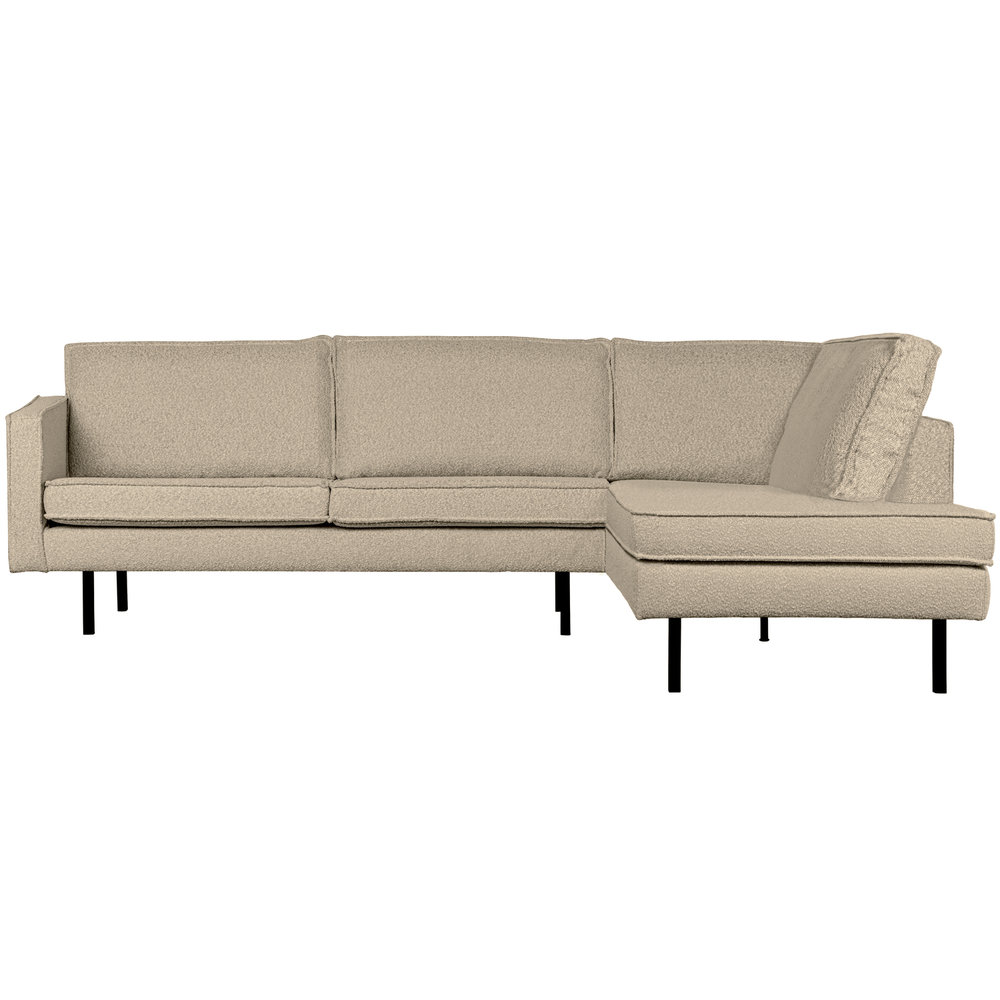 Rodeo hoekbank rechts bouclé beige, vooraanzicht
