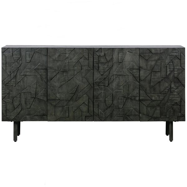 Counter commode en bois noir, vue de face