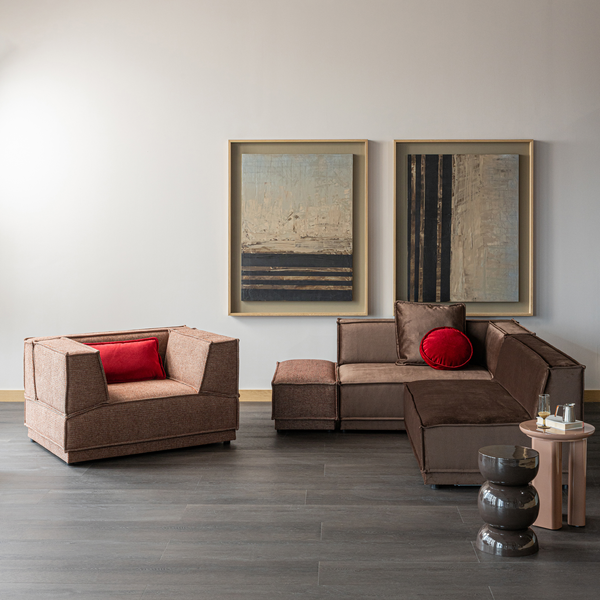 Orivo table d'appoint tiroirs haut brillant vieux rose, photo d'ambiance