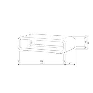 Table basse Kin en bois d'acacia naturel, plan avec dimensions