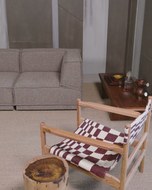 Zano fauteuil bois brun avec assise kelim naturel