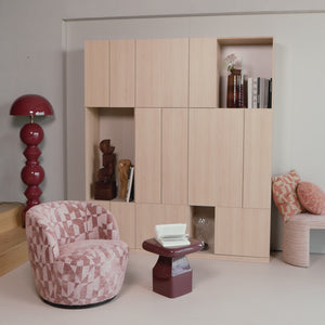 Serra swivel armchair graphic pattern old pink